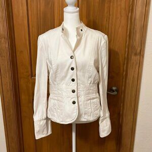 Tommy Hilfiger Crème Denim Jacket with stitching and puff sleeves Size L